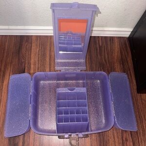 Vintage Caboodle purple glitter tri-fold!